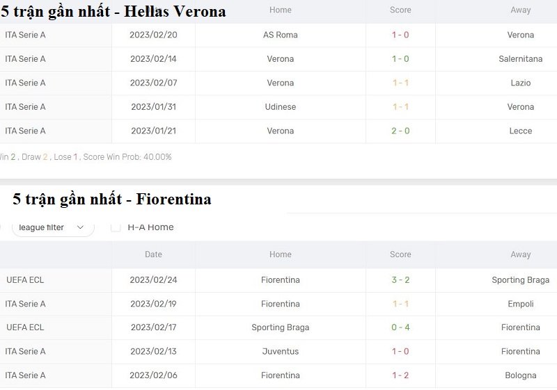 Nhận định phong độ thi đấu của Hellas Verona vs Fiorentina
