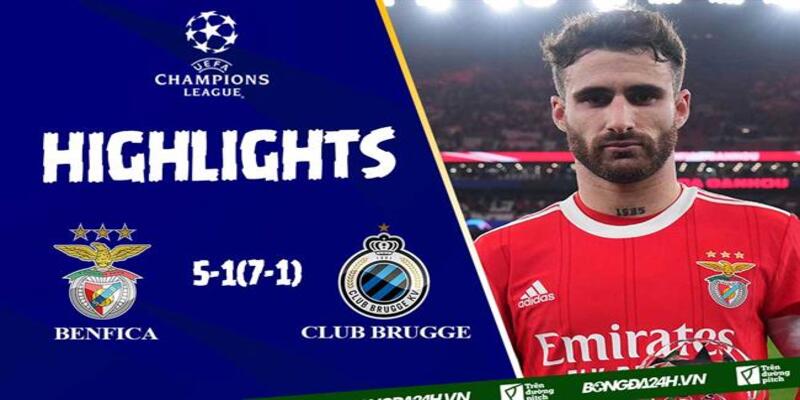 Benfica thắng Club Brugge trận lượt về vòng 1/8 Champions League